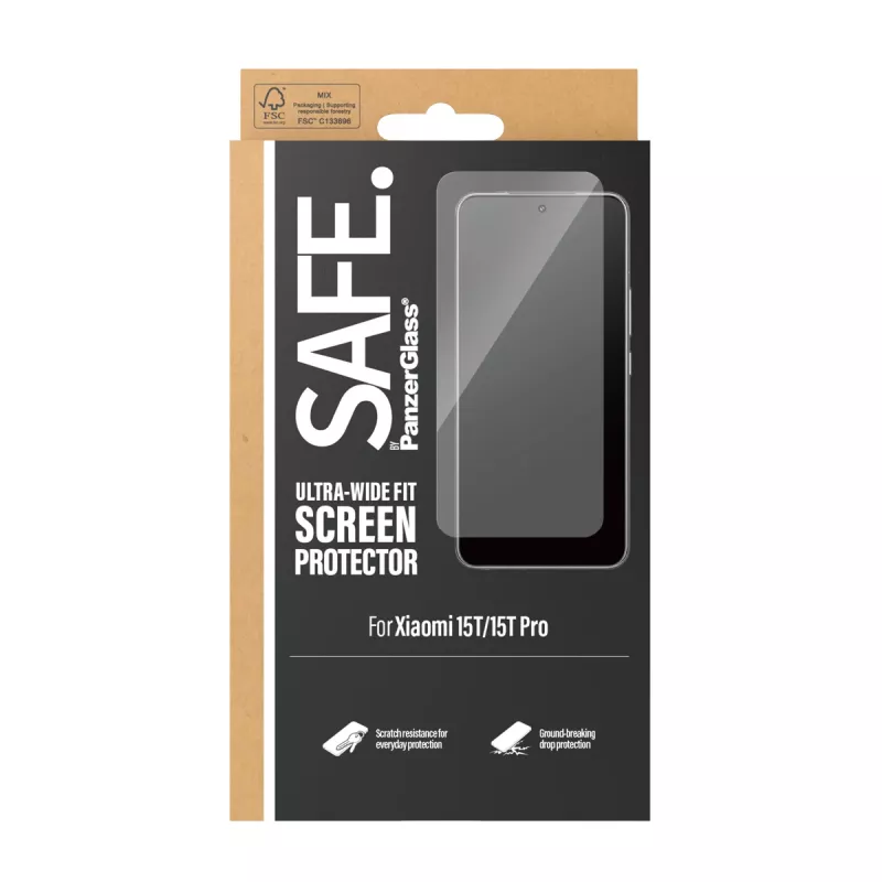 PanzerGlass SAFE. by ® Ochrona ekranu Xiaomi 15T | 15T Pro | Ultra-Wide Fit