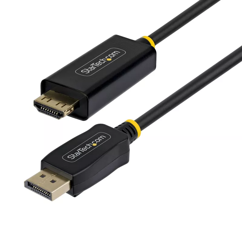 StarTech.com 2 m adapter kablowya DisplayPort na HDMI z chwytliwymi złączami, 4K 60 Hz, HDR, jednokierunkowy konwerter wideo DP na HDMI, komputer stacjonarny DP na monitor HDMI