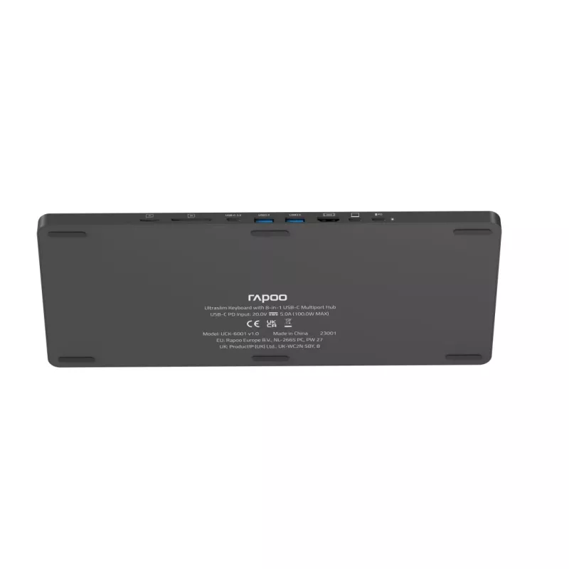 Rapoo UCK-6001 ultrapłaska klawiatura z 8-w-1 adapterem wieloportowym USB-C, QWERTZ