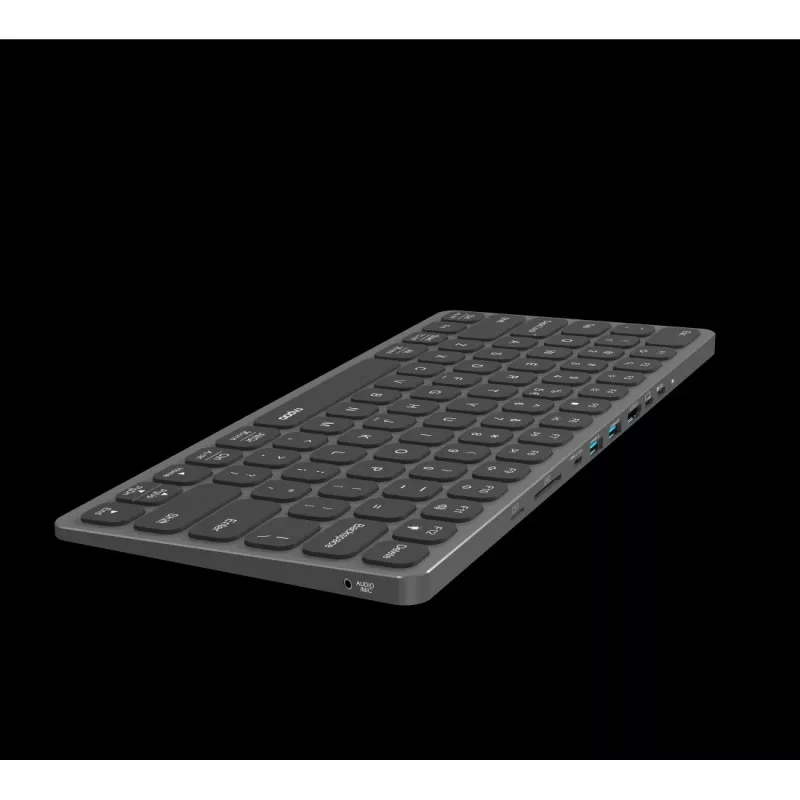 Rapoo UCK-6001 ultrapłaska klawiatura z 8-w-1 adapterem wieloportowym USB-C, QWERTZ