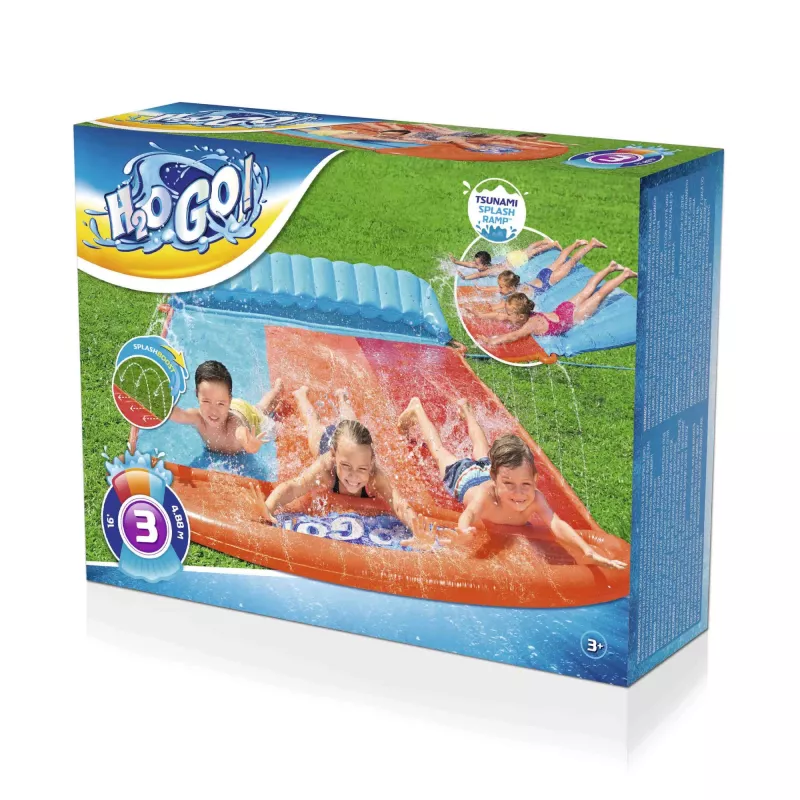 Bestway H2OGO! Potrójna zjeżdżalnia wodna z rampą Tsunami Splash 4,88 m