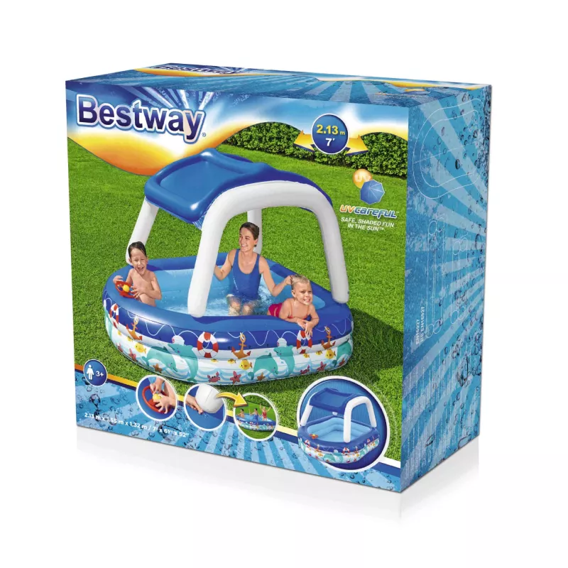 Bestway Sea Captain Nadmuchiwany basen rodzinny z osłoną przeciwsłoneczną UV Careful