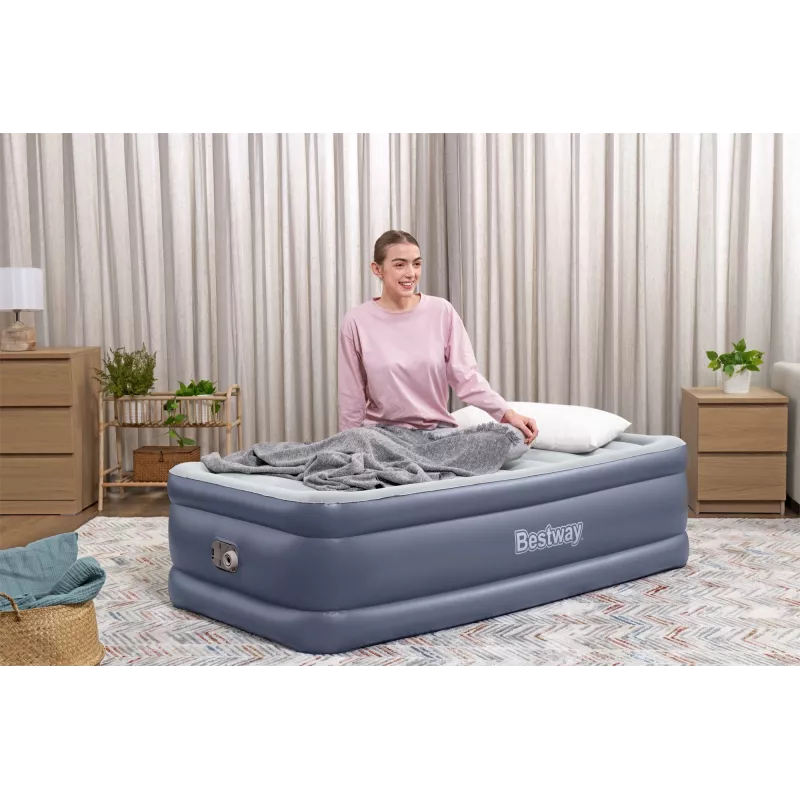 Bestway Tritech Air Mattress Twin z wbudowaną pompą AC i powłoką antybakteryjną 1,91 m x 97 cm x 51 cm