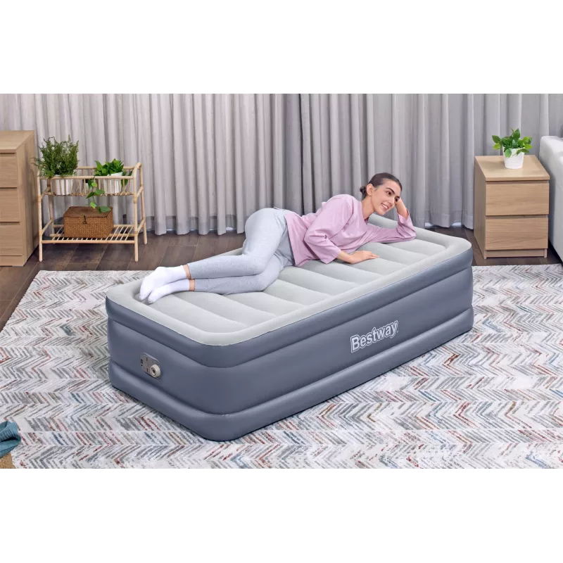 Bestway Tritech Air Mattress Twin z wbudowaną pompą AC i powłoką antybakteryjną 1,91 m x 97 cm x 51 cm