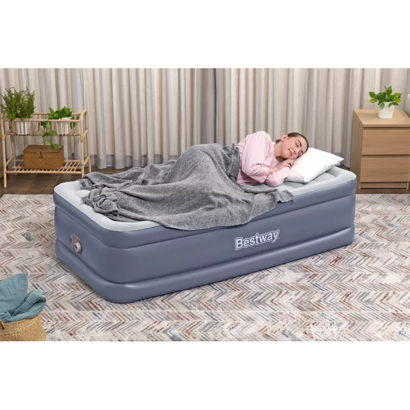 Bestway Tritech Air Mattress Twin z wbudowaną pompą AC i powłoką antybakteryjną 1,91 m x 97 cm x 51 cm