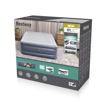 Materac powietrzny Bestway Tritech Queen z wbudowaną pompą AC i powłoką antybakteryjną 2,03 m x 1,52 m x 51 cm