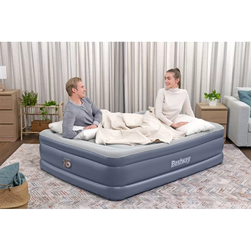 Materac powietrzny Bestway Tritech Queen z wbudowaną pompą AC i powłoką antybakteryjną 2,03 m x 1,52 m x 51 cm