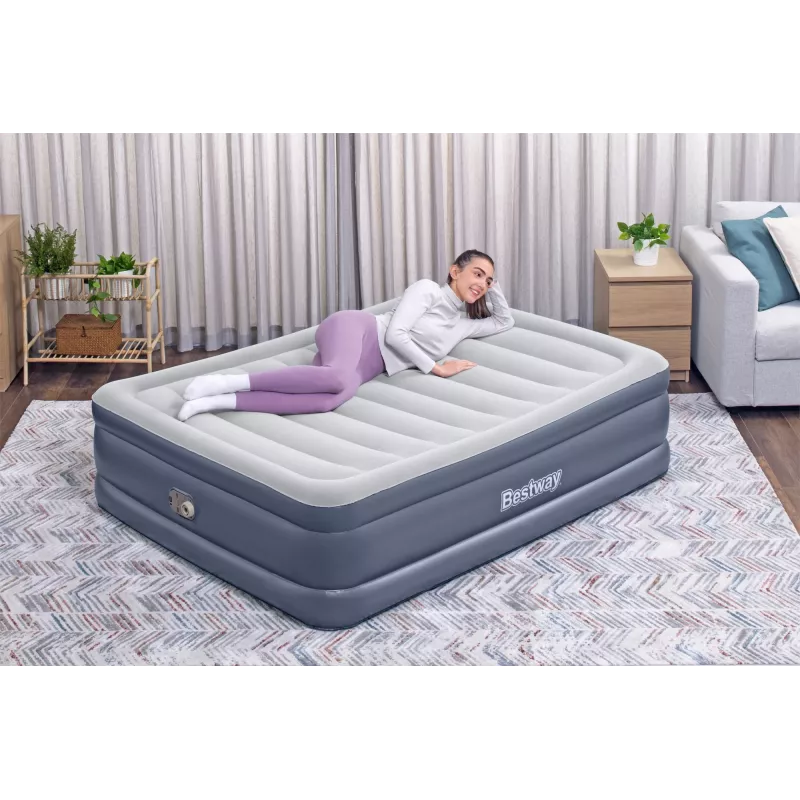 Materac powietrzny Bestway Tritech Queen z wbudowaną pompą AC i powłoką antybakteryjną 2,03 m x 1,52 m x 51 cm