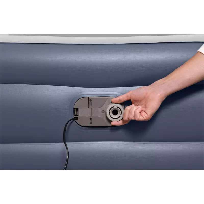 Bestway Tritech SleekFlow Air Mattress z zagłówkiem Queen z wbudowaną pompą AC i powłoką antybakteryjną 2,26 m x 1,52 m x 84 cm