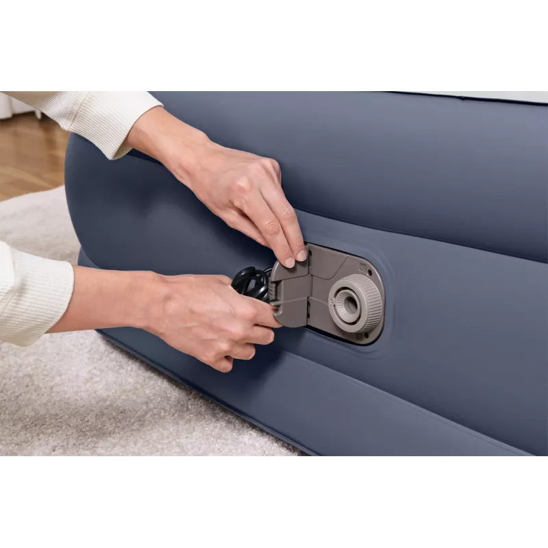 Bestway Tritech SleekFlow Air Mattress z zagłówkiem Queen z wbudowaną pompą AC i powłoką antybakteryjną 2,26 m x 1,52 m x 84 cm