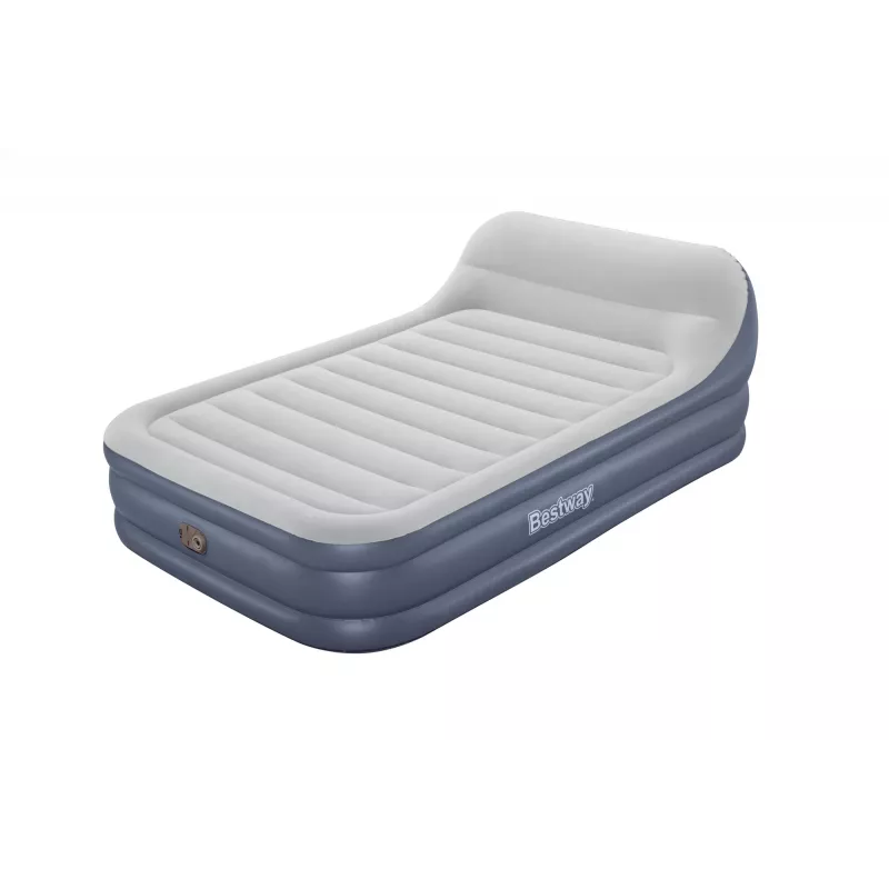 Bestway Tritech SleekFlow Air Mattress z zagłówkiem Queen z wbudowaną pompą AC i powłoką antybakteryjną 2,26 m x 1,52 m x 84 cm
