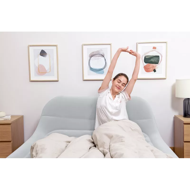 Bestway Tritech SleekFlow Air Mattress z zagłówkiem Queen z wbudowaną pompą AC i powłoką antybakteryjną 2,26 m x 1,52 m x 84 cm