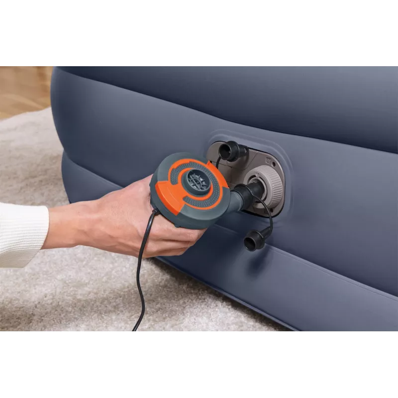 Bestway Tritech SleekFlow Air Mattress z zagłówkiem Queen z wbudowaną pompą AC i powłoką antybakteryjną 2,26 m x 1,52 m x 84 cm