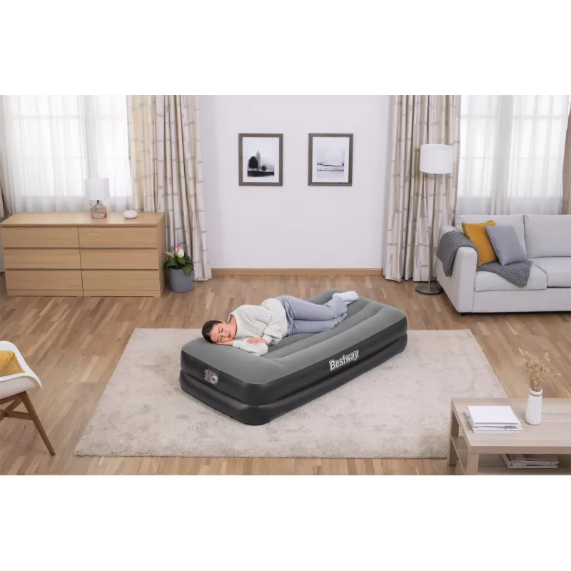 Najlepszy materac powietrzny Tritech Twin z wbudowaną pompką AC i powłoką antybakteryjną 1,91 m x 97 cm x 46 cm