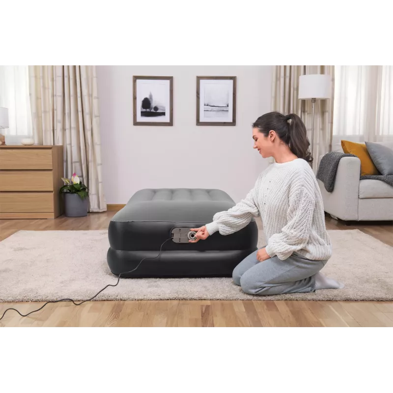Najlepszy materac powietrzny Tritech Twin z wbudowaną pompką AC i powłoką antybakteryjną 1,91 m x 97 cm x 46 cm