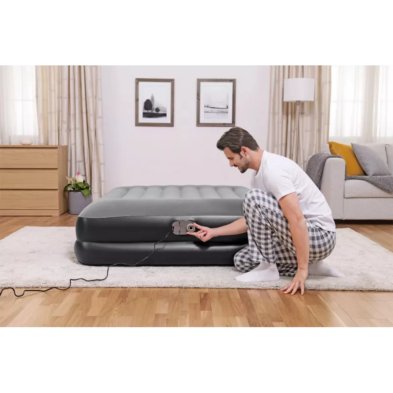 Materac powietrzny Bestway Tritech Queen z wbudowaną pompą AC i powłoką antybakteryjną 2,03 m x 1,52 m x 46 cm