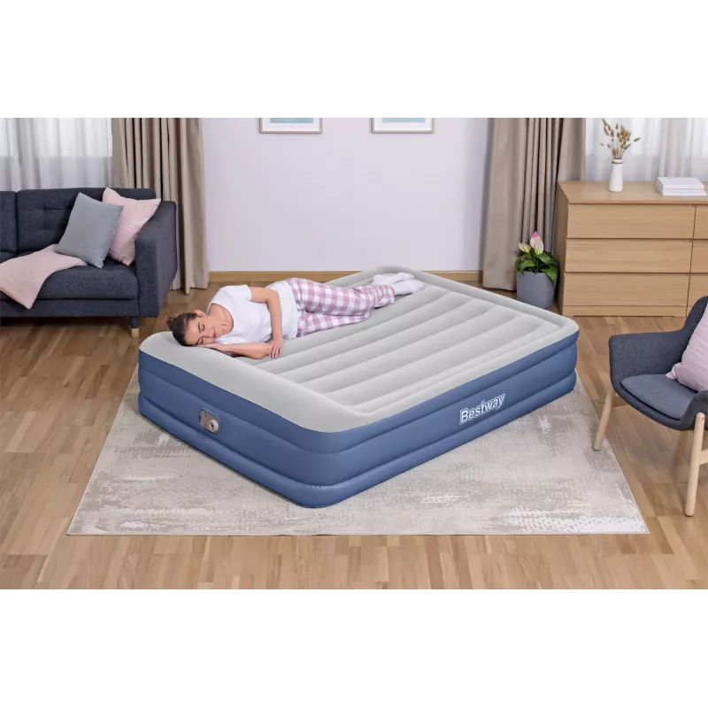 Bestway Tritech Materac powietrzny Queen z wbudowaną pompą AC i powłoką antybakteryjną 2,03 m x 1,52 m x 46 cm