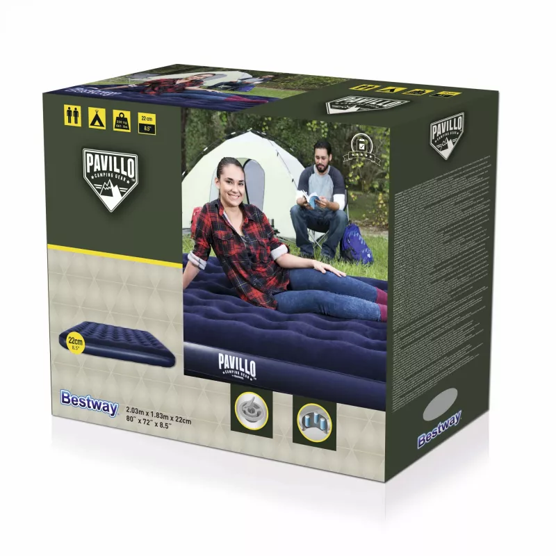 Materac dmuchany Bestway Flocked Airbed - King - 2,03 m x 1,83 m x 22 cm, materac dwuosobowy