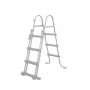 Drabinka basenowa naziemna Bestway Flip & Lock 1,07 m, drabinka, szara, metal, 150 kg, 3 stopnie, 107 cm