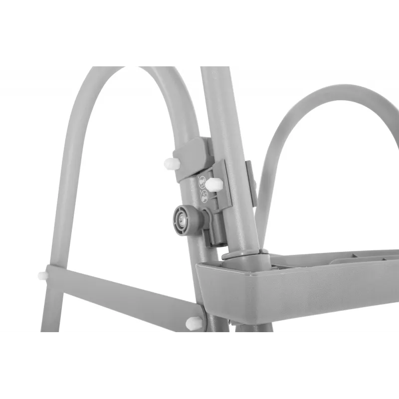 Drabinka basenowa naziemna Bestway Flip & Lock 1,07 m, drabinka, szara, metal, 150 kg, 3 stopnie, 107 cm