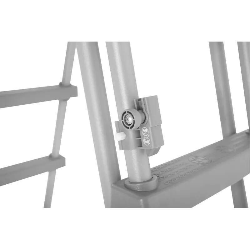Drabinka basenowa naziemna Bestway Flip & Lock 1,07 m, drabinka, szara, metal, 150 kg, 3 stopnie, 107 cm