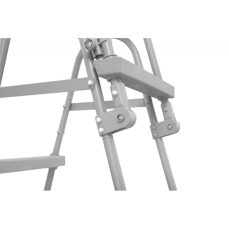 Drabinka basenowa naziemna Bestway Flip & Lock 1,07 m, drabinka, szara, metal, 150 kg, 3 stopnie, 107 cm