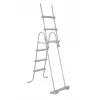 Drabinka basenowa naziemna Bestway Flip & Lock 1,07 m, drabinka, szara, metal, 150 kg, 3 stopnie, 107 cm