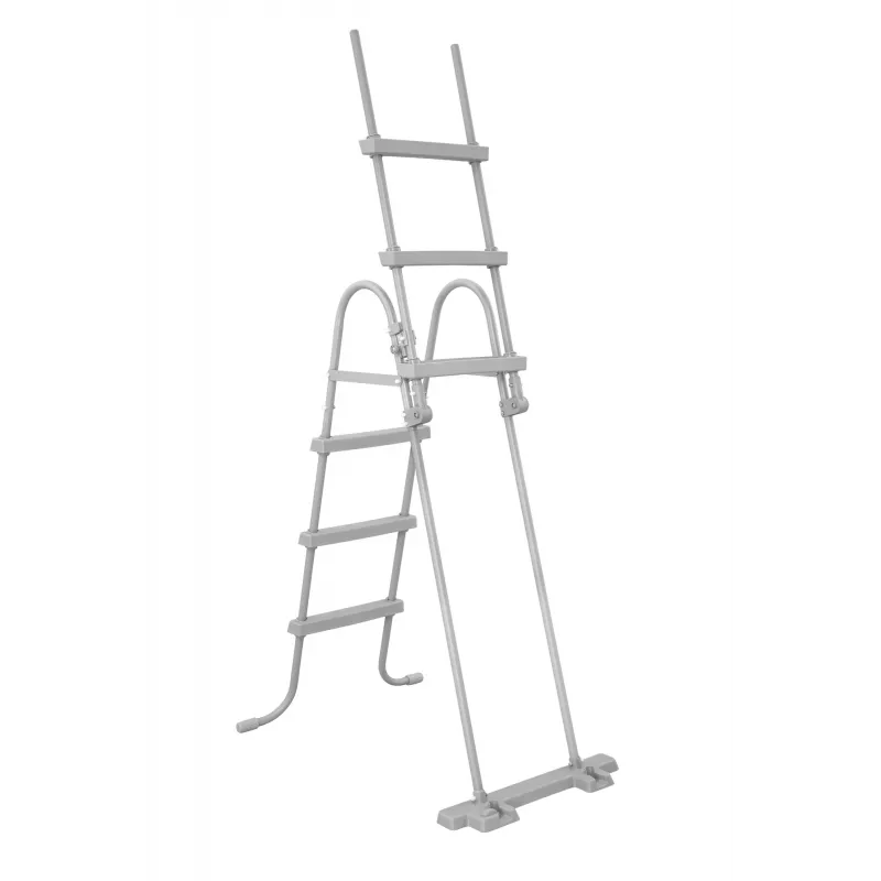 Drabinka basenowa naziemna Bestway Flip & Lock 1,07 m, drabinka, szara, metal, 150 kg, 3 stopnie, 107 cm