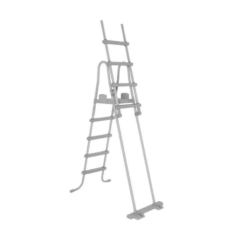 Bestway Flip & Lock Drabinka basenowa naziemna 1,32 m, drabinka, szara, metal, tworzywo sztuczne, 150 kg, 4 stopnie, EN16582