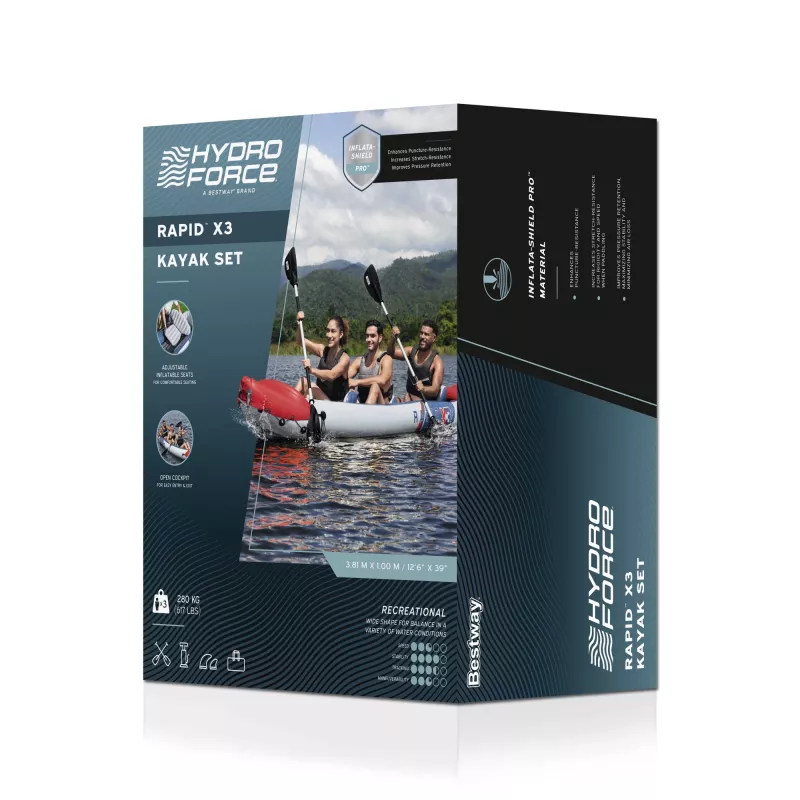 Zestaw kajaka pompowanego Bestway Hydro Force Rapid X3 dla 3 osób 3,81 m