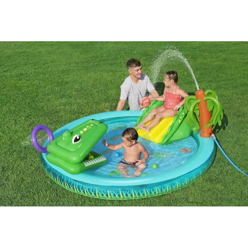 Bestway Crocodile Cove dziecięce dmuchane centrum wodne i basen 2,24 m x 1,81 m x 72 cm