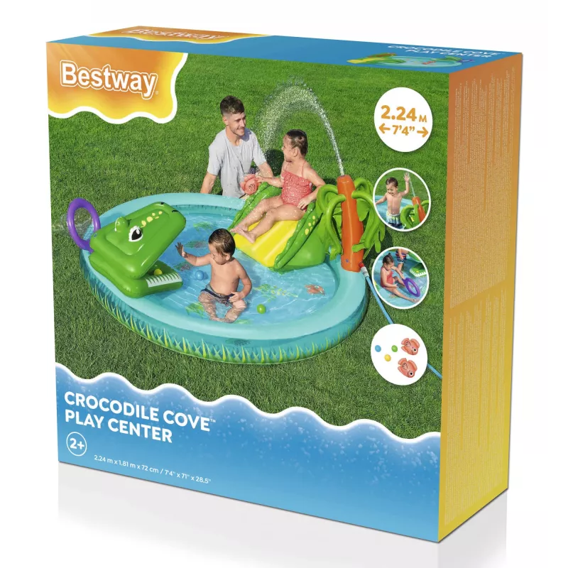 Bestway Crocodile Cove dziecięce dmuchane centrum wodne i basen 2,24 m x 1,81 m x 72 cm