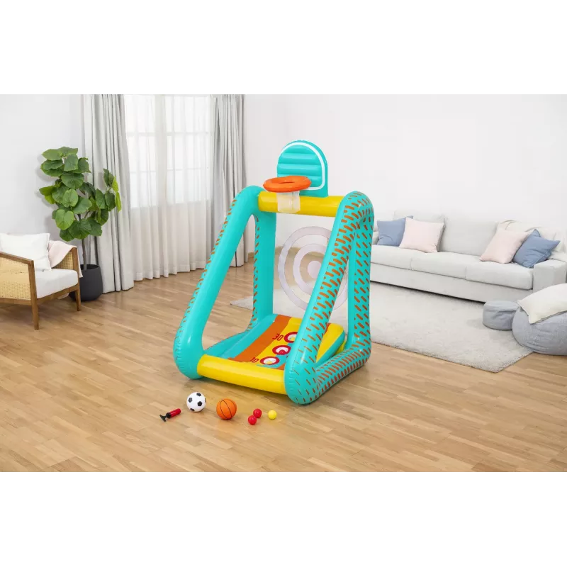 Bestway Perfect Aim 3-w-1 dmuchane centrum gier ogrodowych, Dmuchane centrum zabaw, 5 lat, Polichlorek winylu (PVC), Wielokolorowy