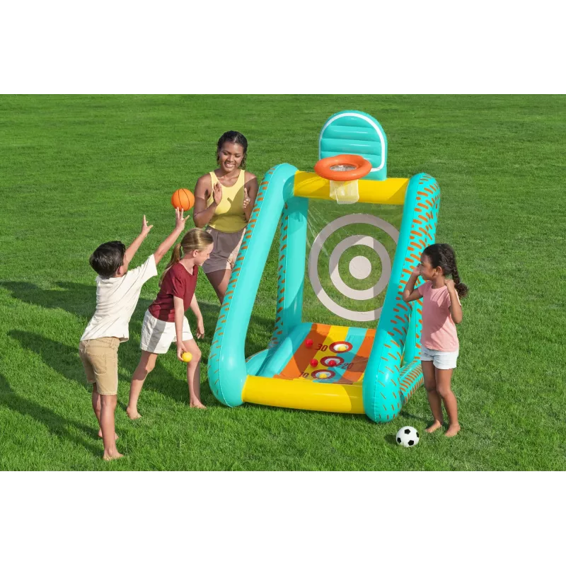 Bestway Perfect Aim 3-w-1 dmuchane centrum gier ogrodowych, Dmuchane centrum zabaw, 5 lat, Polichlorek winylu (PVC), Wielokolorowy
