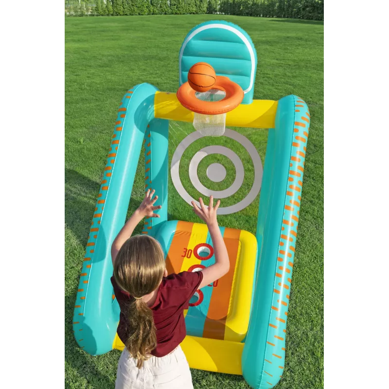 Bestway Perfect Aim 3-w-1 dmuchane centrum gier ogrodowych, Dmuchane centrum zabaw, 5 lat, Polichlorek winylu (PVC), Wielokolorowy