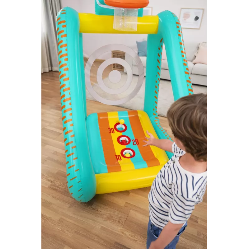 Bestway Perfect Aim 3-w-1 dmuchane centrum gier ogrodowych, Dmuchane centrum zabaw, 5 lat, Polichlorek winylu (PVC), Wielokolorowy