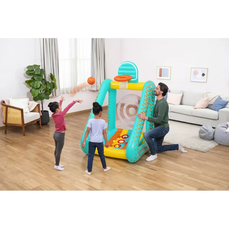 Bestway Perfect Aim 3-w-1 dmuchane centrum gier ogrodowych, Dmuchane centrum zabaw, 5 lat, Polichlorek winylu (PVC), Wielokolorowy