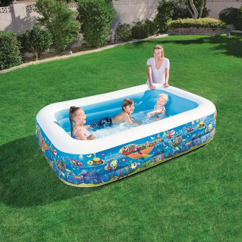 Bestway Nadmuchiwany Rodzinny Basen Zabawowy 2,29 m x 1,52 m x 56 cm, Basen dmuchany, 702 l, Prostokątny, 6 lat, Winyl, Wielokolorowy