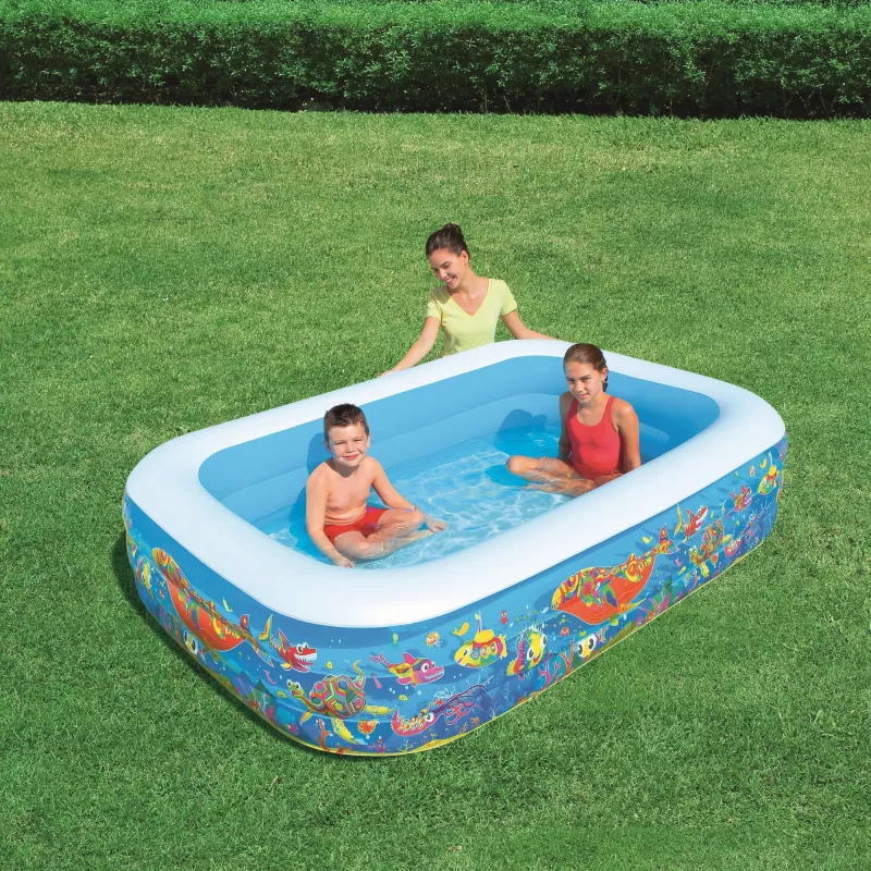 Bestway Nadmuchiwany Rodzinny Basen Zabawowy 2,29 m x 1,52 m x 56 cm, Basen dmuchany, 702 l, Prostokątny, 6 lat, Winyl, Wielokolorowy