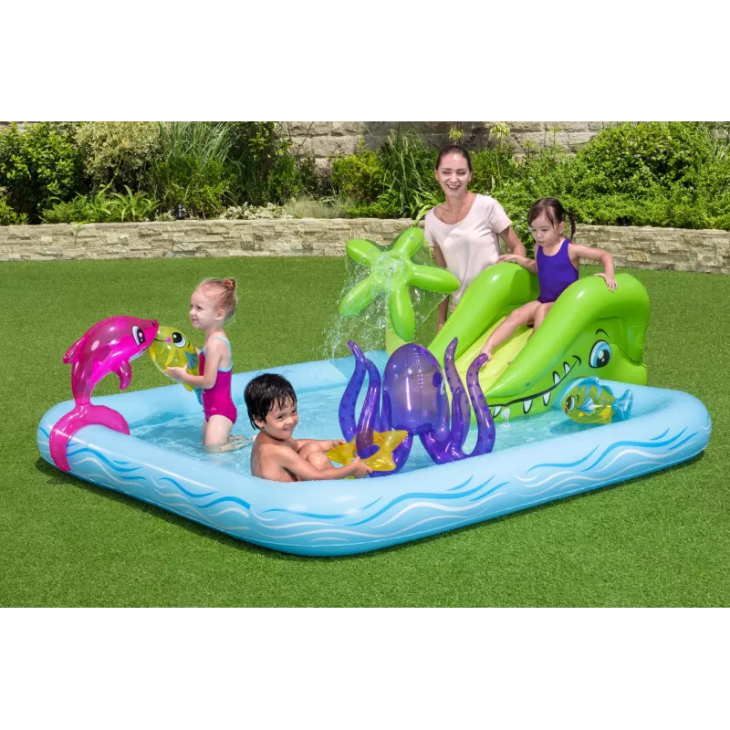 Bestway Play Center Fantastic Aquarium basen do zabawy, basen dmuchany, 308 l, kształt cyfry 8, 2 lata, winyl, wielokolorowy