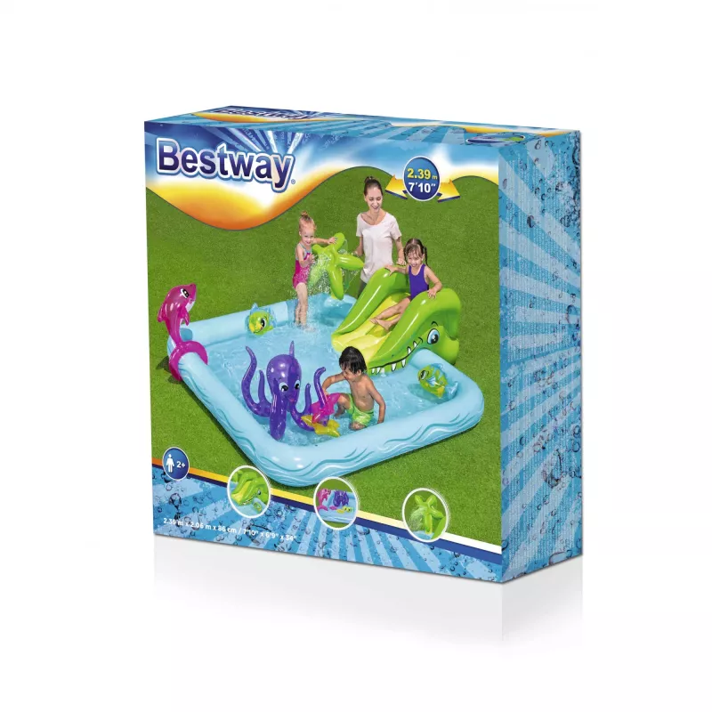 Bestway Play Center Fantastic Aquarium basen do zabawy, basen dmuchany, 308 l, kształt cyfry 8, 2 lata, winyl, wielokolorowy