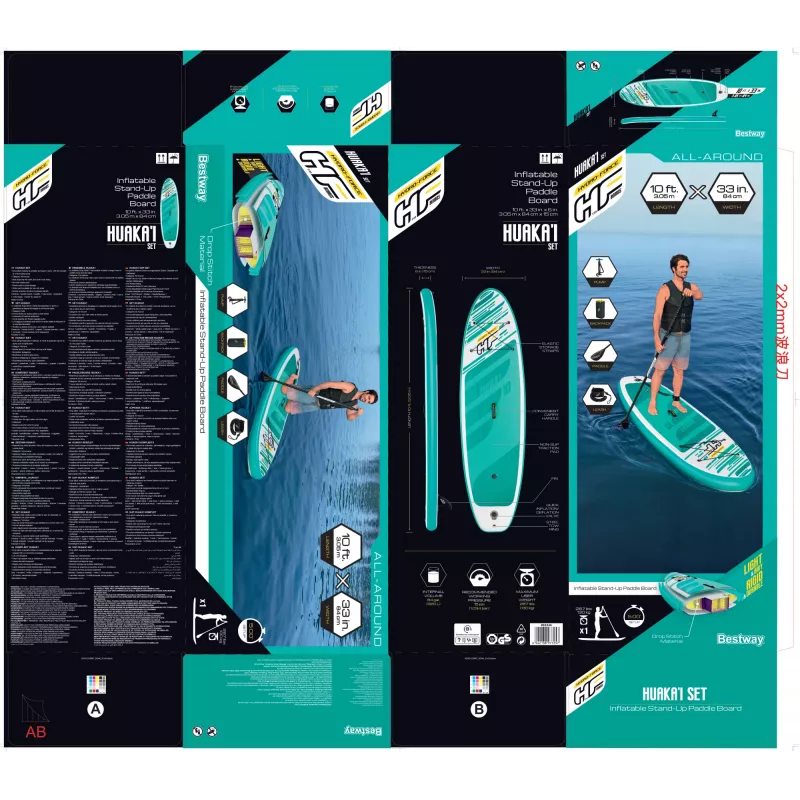 Bestway Hydro-Force 10' x 33 cale x 6 cali/3,05 m x 84 cm x 15 cm zestaw HuaKa'i