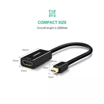 Ugreen 40360 adapter kablowy wideo 0,25 m Mini DisplayPort HDMI Czarny