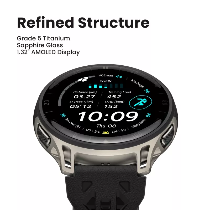 Amazfit Cheetah 2 Pro 3,35 cm (1,32 cala) AMOLED 48 mm Cyfrowy 466 x 466 pikseli Ekran dotykowy Tytan Wi-Fi