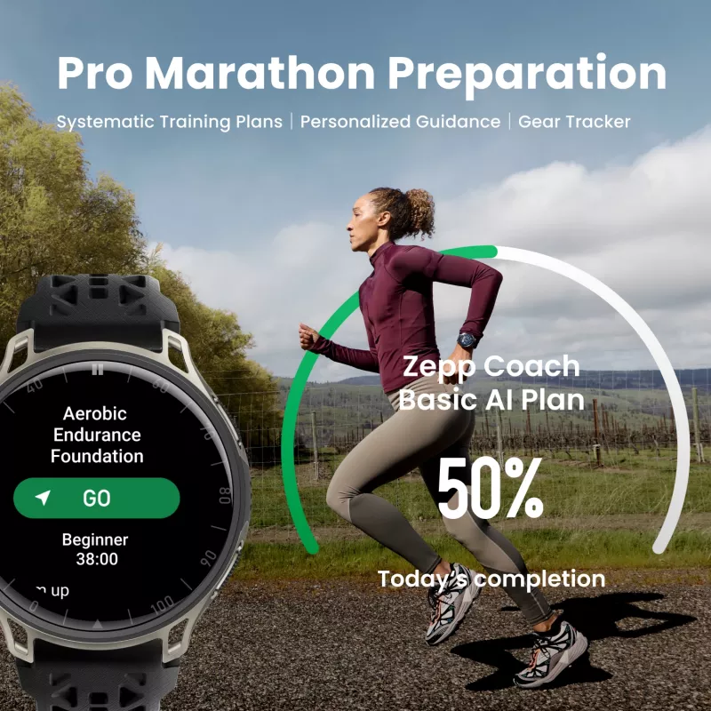 Amazfit Cheetah 2 Pro 3,35 cm (1,32 cala) AMOLED 48 mm Cyfrowy 466 x 466 pikseli Ekran dotykowy Tytan Wi-Fi