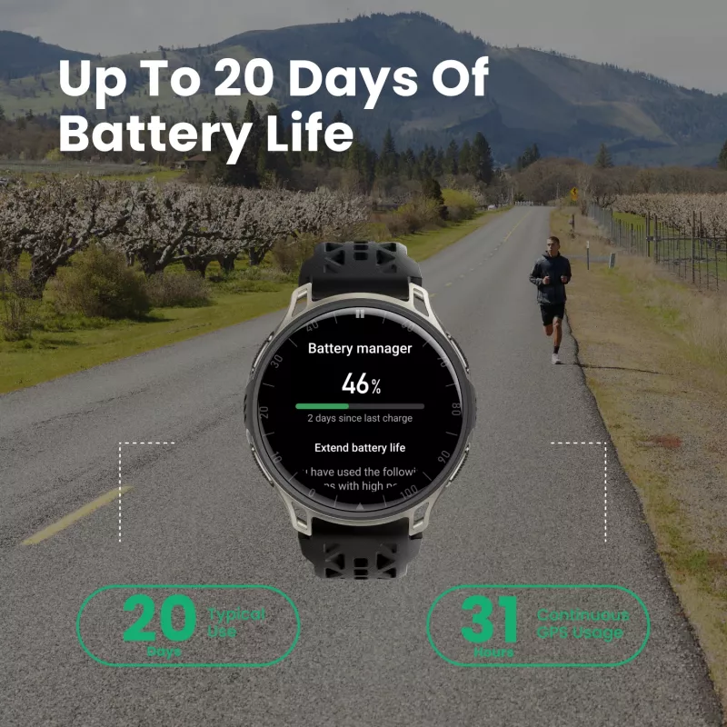 Amazfit Cheetah 2 Pro 3,35 cm (1,32 cala) AMOLED 48 mm Cyfrowy 466 x 466 pikseli Ekran dotykowy Tytan Wi-Fi