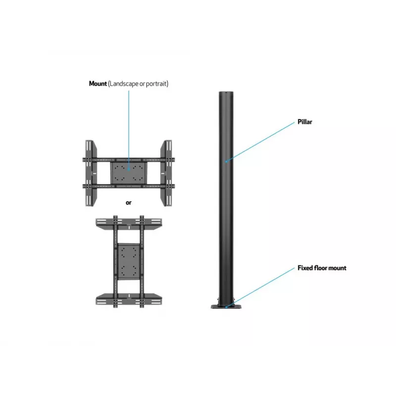 Multibrackets M Display Stand 180 Single Czarny w, Floormount