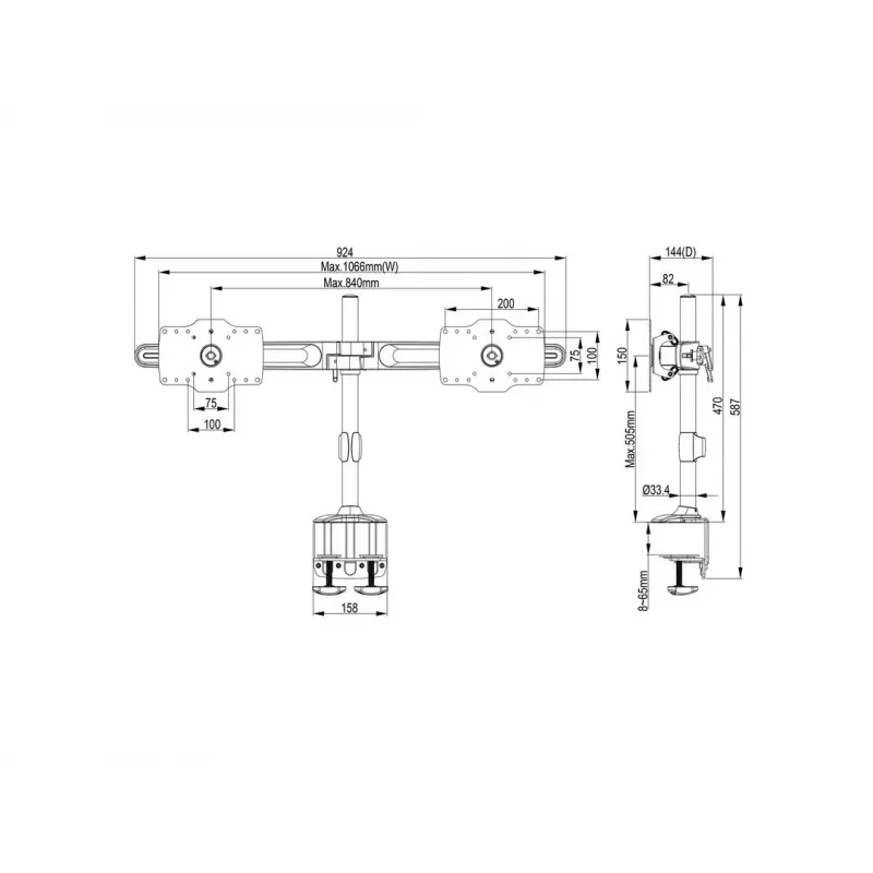 Multibrackets M VESA Desktopmount Dual Desk Clamp 24 cale-32 cale