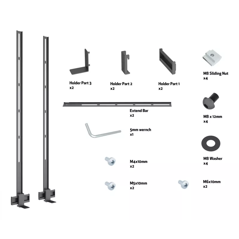 Multibrackets M Pro Series - Uchwyt do soundbara XL, Czarny, Stal, 15 kg, 165,1 cm (65 cali), 2,79 m (110 cali), 104 mm