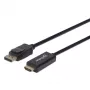 Kabel Manhattan DisplayPort 1.2 na HDMI, 4K@60Hz, 1m, męski na męski, DP z zatrzaskiem, czarny, nie dwukierunkowy, trzyletnia gwarancja, odpowiednik 3F-DP-HDMI-4K60-HDR